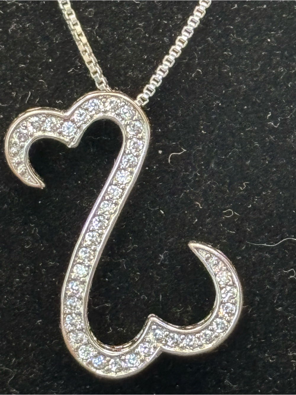 JANE SEYMOUR DOUBLE OPEN HEARTS diamond PENDANT NECKLACE s.925 STERLING - Picture 3 of 7